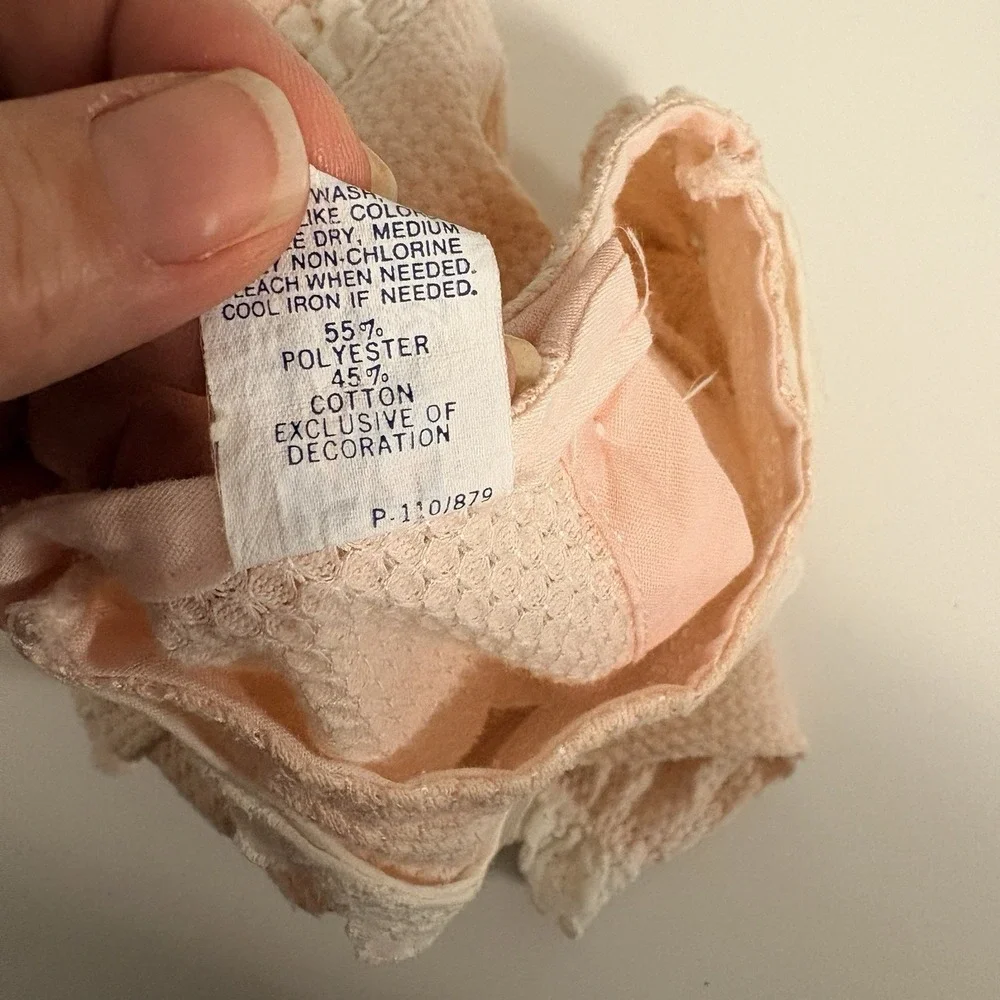 Vintage Carter's Pink Baby Romper Lace Ruffles Rosette 9 months